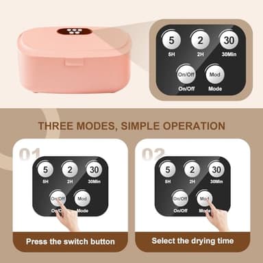 SL Nevnmoe Portable Clothes Drying Box，Clothing Care Machine, Equipped with Touch Control and 3 Modes, convenient to carry, for apartments, RVs, travel, used for lightweight clothing, underwear - Image 5
