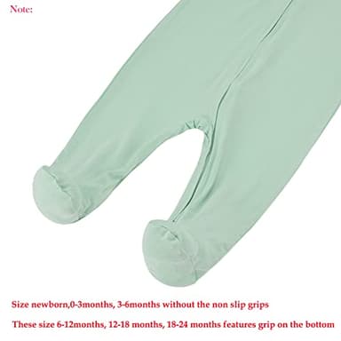 Aablexema Baby Zipper Pajamas Bamboo Rayon, 3pcs Unisex Infant Onesie with Mitten Long Sleeve Footed Pjs(Navy & Mint & Coffee,3-6m) - Image 5