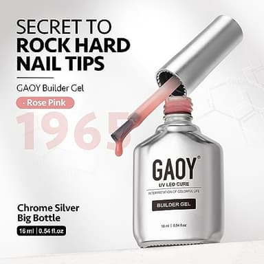 GAOY Builder Gel for Nails, 16ml Nail Strengthener in a Bottle, Nail Extension Hard Gel, Soak Off Long Lasting UV Light Cure, 1965 Rose Pink, Base Coat Top Coat Needed - Image 6