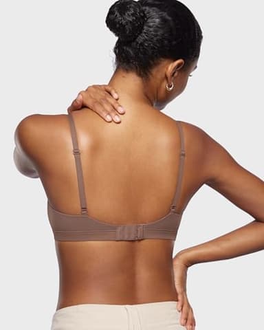 INLYRIC Women's Inbarely Triangle Bralette Comfortable Unlined V Neck Wireless Smoothing Bra Top Stretch Brown Purple X-Small - Image 4