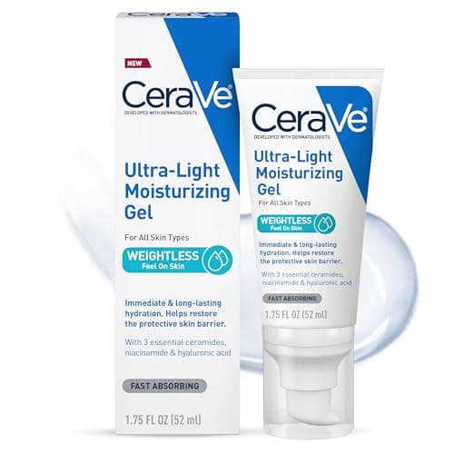 CeraVe Ultra-Light Moisturizing Gel, Hydrating Gel Face Moisturizer For Men & For Women with Ceramides, Niacinamide, Hyaluronic Acid, Fragrance Free, Oil-Free, Mattifying Moisturizer, 1.75 FL Oz - Image 1