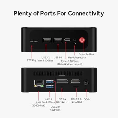 Beelink SER5 MAX Mini PC, AMD Ryzen 7 6800H(8C/16T, up to 4.7GHz), 32G LPDDR5 RAM 1TB M.2 2280 PCIe 4.0 SSD, Mini Computer Support 4K Triple Screen Display/WiFi6/BT5.2/1000M LAN/USB3.2/Win11 Pro - Image 9