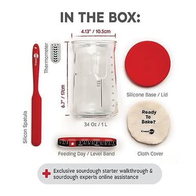 KNEADACE Pro Sourdough Bread Starter Kit - 34 oz Large Capacity Sourdough Starter Jar with 5 unique features for the perfect sour dough bread & sourdough starter kit - sourdough supplies (KA06) - Image 4