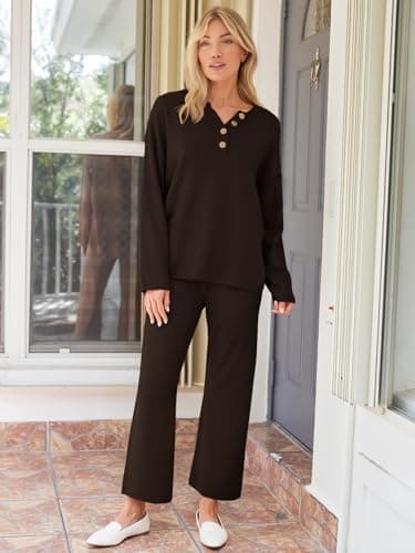 LILLUSORY Lounge Sets Womens Two 2 Piece Matching 2025 Fall Fashion Must Have Outfits Clothes Clothing Trendy Knit Sweater Loungewear Travel Sweatsuit Sweat Suit Sets - Image 4