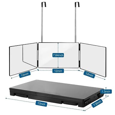 Wentoma 360° Viewing Mirror for Hair Cutting and Styling, Adjustable Height Mirror for Grooming, Makeup and Shaving, Clear HD Glass, Portable for Bathroom or Travel (Black) - Image 4