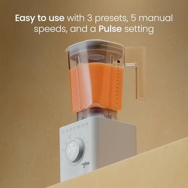 Chefman Obliterator 48 oz Countertop Blender for Smoothies, 1380W Motor to Crush Ice, Nuts, and Frozen Fruit with Stainless Steel Blade, Auto Blend Function, Includes 20 oz Travel Jar - Concrete - Image 7