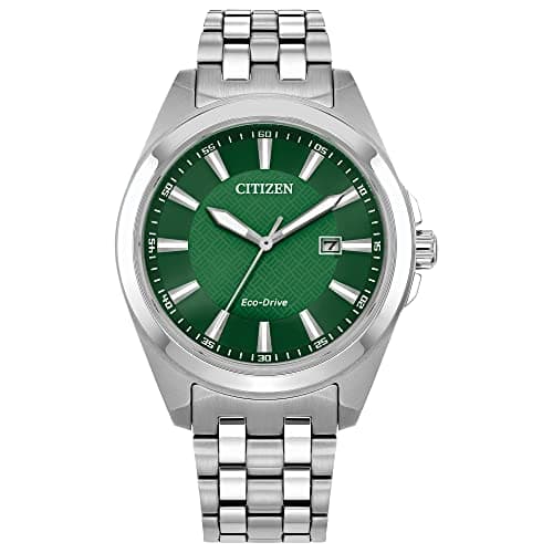 Citizen Men's Eco-Drive Classic Peyton Watch, 3-Hand Date, Sapphire Crystal, Luminous Markers, Silver/Green Dial - Image 1