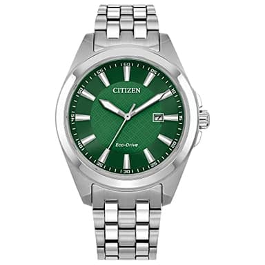 Citizen Men's Eco-Drive Classic Peyton Watch, 3-Hand Date, Sapphire Crystal, Luminous Markers, Silver/Green Dial - Image 1
