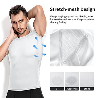 Niksa Men's Compression Shirts 3/5 Pack, Short Sleeve Athletic Compression Tops Cool Dry Workout T Shirt White - Image 3