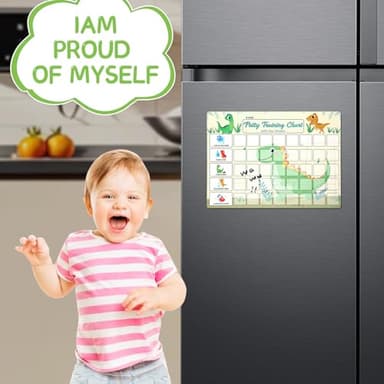 Potty Training Chart for Toddlers with 40 Large Reusable Magnetic Star Stickers, Interactive Reward Chart for Toilet Training (Dinosaur) - Image 5