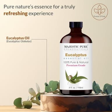 Majestic Pure Eucalyptus Essential Oil with Glass Dropper - Huge 4 Fl Oz - 100% Pure and Natural Eucalyptus Oil - Premium Grade Essential Oils for Diffuser, Aromatherapy, Soap and Candle Making - Image 2