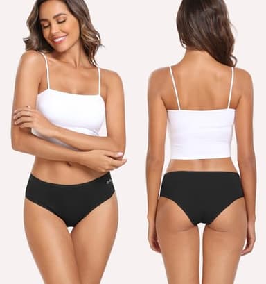 coskefy Panties for Women Cotton Mid Low Rise Bikini Underwear 6 Pack Comfort Moisture Wicking Breathable Briefs Black - Image 4