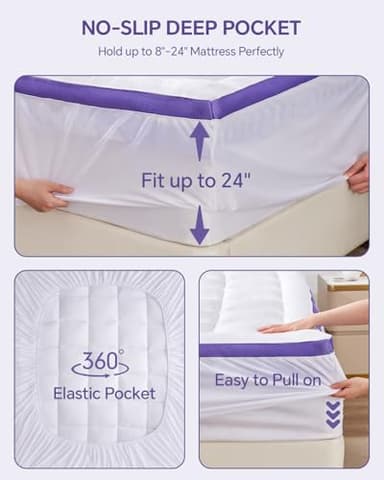 ChiXpace Dual Layer 4 Inch Memory Foam Mattress Topper Queen - 2 Inch Gel Memory Foam and 2 Inch Pillow Top Mattress Pad, 7-Zone Egg Crate Mattress Topper - Image 5