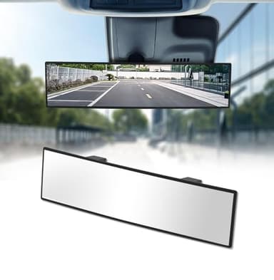 HmmtyRack Rear View Mirror, Chrome Anti-glare Panoramic Rear Mirrors Universal 12 Inch Convex Car Interior Clip on Extra Big Wide Angle Rearview Mirror Extender to Reduce Blind Spot for Car SUV Trucks - Image 1