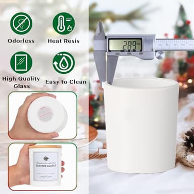 CONNOO 12 Pack 10 OZ Multi Color Glass Candle Jars with Bamboo Lids Nice Sticky Warning Labels for Candle Making Empty Container Bulk - Dishwasher Safe - Image 7