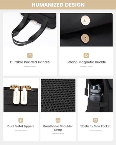 LOVEVOOK Laptop Backpack for Women, 15.6 Inch Work Laptop Bag with USB Port, Fashion Teacher Nurse Backpack Purse, Waterproof Travel Computer Backpack with Organizer Bag, 2PCS, Beige-Black - Image 3