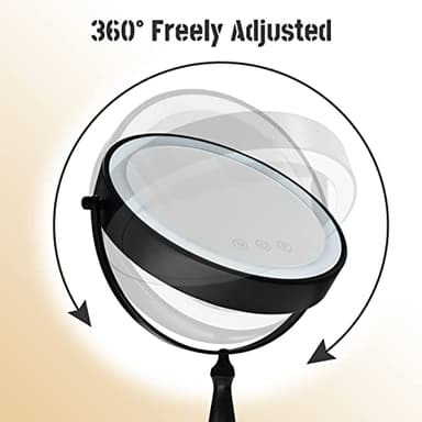 WIZCHARK 9 "Large Light Makeup Mirror, 1x / 10x True HD Magnifying Mirror, 3-Color LED Light dimmable, 2 Rechargeable Makeup Mirrors 360° Rotation, Standing Desk Makeup Mirror, Black - Image 7