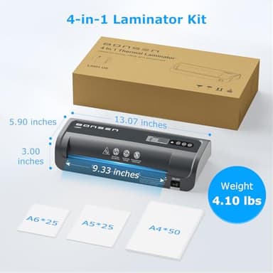 BONSEN A4 Laminator Machine, 9.33-Inch Thermal Laminator with Never Jam Technology, 100 Laminating Sheets, Laminates Photos Cards Documents, 4-in-1 Personal Laminators for Teachers Home Office School - Image 4