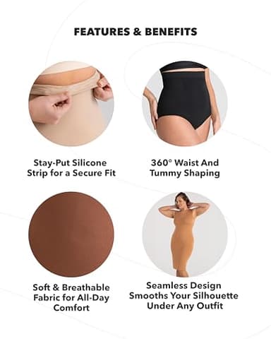 SHAPERMINT Shapewear Tummy Control Panty - Shapewear for Women, Body Shaper Tummy Control Underwear for Women, Plus Size Black - Image 4