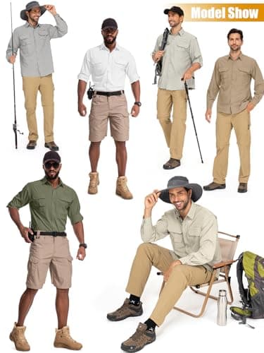 linlon Mens Safari Shirts Long Sleeve UV Protection Hiking Fishing UPF 50+ Quick Dry Cooling Camping Travel Shirts#5066-Khaki-XL - Image 7