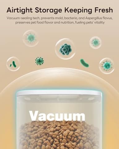 Automatic Dog Feeder for Large Breed, 15L/ 63Cups Vacuum-Sealed Storage & Timed Auto Dog Food Dispenser 2in1, Airtight 100% Freshness, Anti-Blockage, Support up to 22mm Pet Food, Stainless Steel Bowl - Image 5