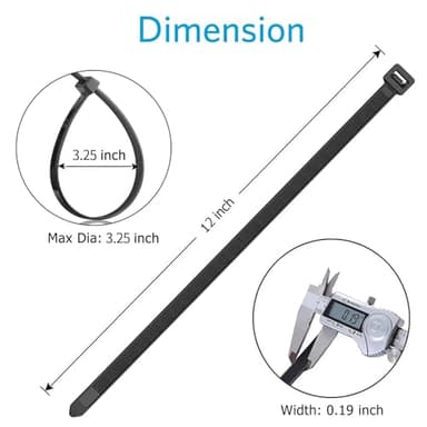 Zip Ties 12 inch (100 Pack), Black, 50 lb, UV Resistant Cable Ties for indoor and outdoor use, by Karoka - Image 4