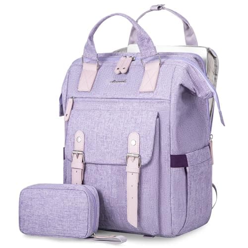 LOVEVOOK Laptop Backpack, Travel Bag with 17.3 inch Laptop Compartment, Water Resistant Teacher Nurse Doctor Work Bag, Anti-theft Daypack, Purple - Image 1