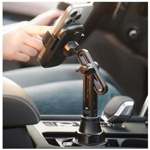 LISEN Cup Phone Holder for Car [Upgraded Version] Long Neck 360° Adjustable Car Accessories for Women Thick Cases Friendly for iPhone 16e 16 15 14 13 Pro Max Samsung S25 All 4-7'' Phone, LUXURY Sliver - Image 1