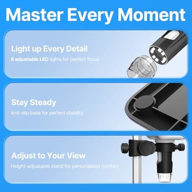 WKR Coin Microscope, 4.3" LCD USB Digital 1000X Coin Magnifier with 8 Adjustable LED Lights, 1080P PC View Compatible with Windows/MacBook for Adults Kids - Image 8