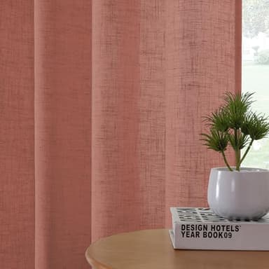H.VERSAILTEX Linen Curtains 63 Inch Long Farmhouse Completely Light Filtering Curtains 2 Panels Set Privacy Drape Grommet for Bedroom 52 x 63 Inch, Orange Rust - Image 6