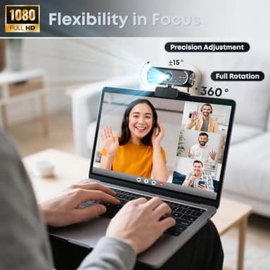 Shcngqio 1080P HD Webcam with Microphone, Noise Cancellation, Privacy Cover, Wide-Angle Lens, Auto Light Correction, Plug & Play USB Webcam for Laptop, Desktop, PC, Mac, Zoom, Skype, Streaming (Black) - Image 4