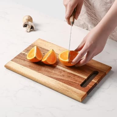 YUSOTAN 3-piece Acacia Wood Cutting Board Set for Kitchen, Large Wooden Cutting Board Set with Handle, Thick Chopping Board, Butcher Block Wooden Trays for Meat, Fruit Vegetable and Cheese - Image 5