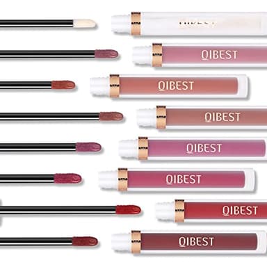 QiBest 7Pcs Matte Liquid Lipstick + 1Pcs Lip Plumper Makeup Set Kit, Pigmented Long Lasting Lip Gloss Set, Velvet Waterproof Halloween Lip Makeup Valentine's Gift Sets for Girls and Women - Image 8