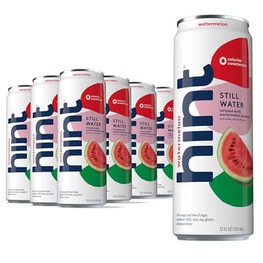Hint Watermelon Canned Flavored Water, Pure Still Water Infused with Watermelon Essence, 12 oz Slim Cans, Zero Sugar, Calories, Sweeteners, Preservatives, or Artificial Flavors (Pack of 12) - Image 1