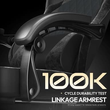 Dowinx Gaming Chair with Pocket Spring Cushion, Ergonomic Computer Chair with Massage Lumbar and Footrest for Adults, High Back Game Chair Leather for Office Gaming 300LBS, All White (Black) - Image 8