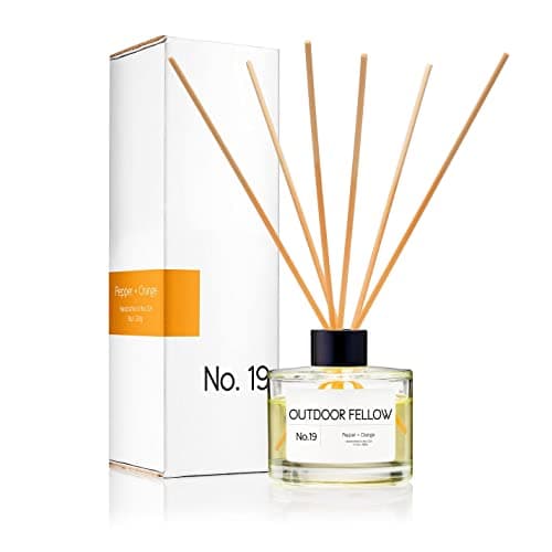 Outdoor Fellow Pepper and Orange Reed Diffuser Set - Orange, Pepper and Bergamot Scented Reed Diffuser for Home, Home Freshener Diffuser with Sticks, Long Lasting Fragrance, 4 fl.oz.
