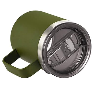 ALOUFEA 12oz Stainless Steel Insulated Coffee Mug with Handle, Double Wall Vacuum Travel Mug, Tumbler Cup with Sliding Lid, Army Green - Image 4