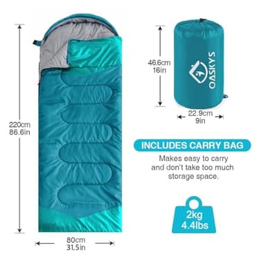 oaskys Camping Sleeping Bag - 3 Season Warm & Cool Weather - Summer Spring Fall Lightweight Waterproof for Adults Kids - Camping Gear Equipment, Traveling, and Outdoors - Image 2