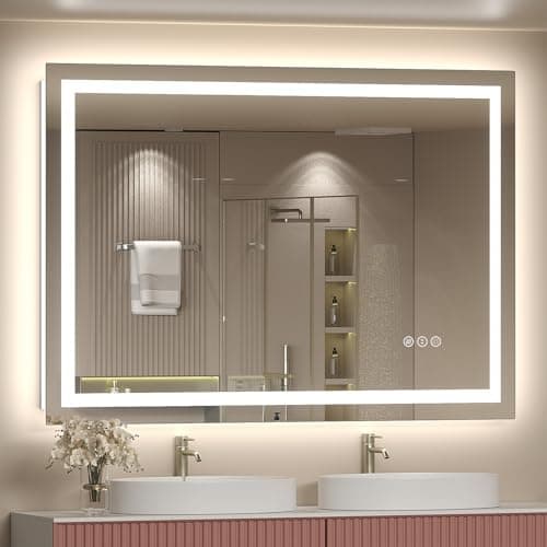 ODDSAN Led Lighted Bathroom Mirror 48x36, Dimmable Vanity Mirror with Lights, Anti-Fog (Backlit and Front Lighted) - Image 1
