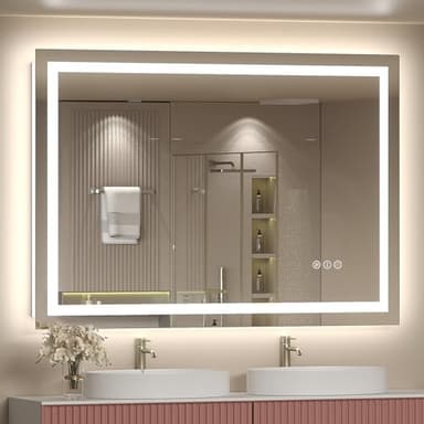ODDSAN Led Lighted Bathroom Mirror 48x36, Dimmable Vanity Mirror with Lights, Anti-Fog (Backlit and Front Lighted) - Image 1
