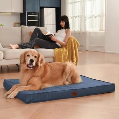Tail Stories Outdoor XXL Dog Bed Waterproof, Dog Bed for Extra Large Dogs, Orthopedic Egg Foam Pet Bed with Washable and Removable Oxford Cooling Cover, Navy - Image 5