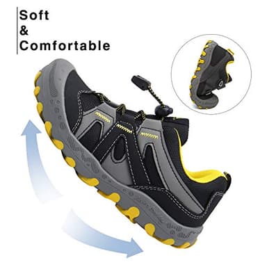 Mishansha Kids Hiking Shoes Girls Boys Toddler Outdoor Sneakers Anti-Collision Trail Running Shoe for Trekking Walking Climbing Black Size 4 Big Kid - Image 3