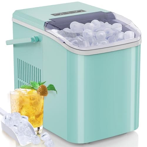 SMUG Countertop Ice Maker, 9 Cubes in 6 Mins, 26lbs in 24Hrs, 2 Sizes of Bullet Ice, Auto-Cleaning, Portable Ice Machine with Handle, Basket and Scoop for Home Kitchen, Party and Camping (Green) - Image 1