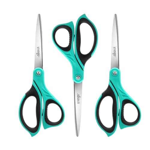 LIVINGO Scissors All Purpose Heavy Duty - 3 Pack 8.5” Blue Sharp Shears for Office Home and School Crafting Sewing Cutting Paper Fabric - Image 1