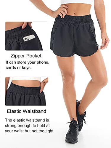 Blooming Jelly Womens Quick-Dry Running Shorts Sport Athletic Active Workout Shorts with Pockets 1.75" (Large, Black) - Image 3