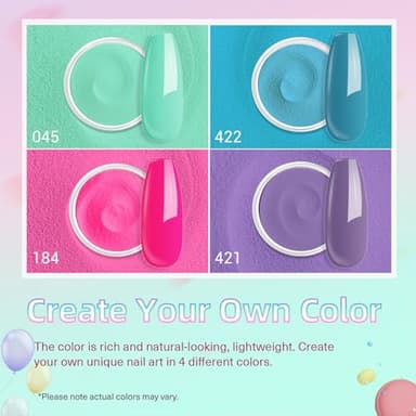 AZUREBEAUTY Dip Powder Nail Kit Starter, Spring Summer Bright Pastel Green Hot Pink Purple 4 Colors Dipping Powder Liquid Set with Base/Top Coat Activator for French Nail Art Manicure DIY Easter Gift - Image 4