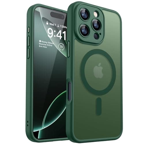 CANSHN Magnetic Compatible with iPhone 16 Pro Max Case, Upgraded [Full Camera Protection] [Compatible with Magsafe] [Translucent Matte] Shockproof Protective Phone Case Cover 6.9 Inch - Deep Green - Image 1