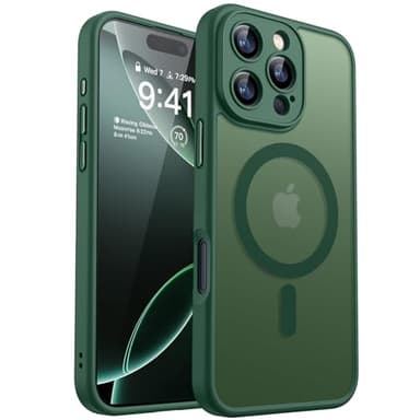 CANSHN Magnetic Compatible with iPhone 16 Pro Max Case, Upgraded [Full Camera Protection] [Compatible with Magsafe] [Translucent Matte] Shockproof Protective Phone Case Cover 6.9 Inch - Deep Green - Image 1