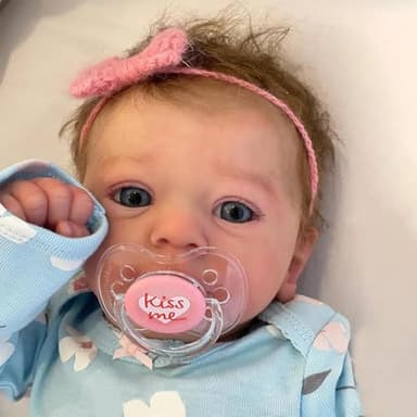 MYREBABY 17" Realistic and Cute Eyes Opened Reborn Newborn Doll Girl Named Sum with Blue Eyes, Lifelike Baby Dolls That Look Real for 3+ Year Old（Get an Extra Set of Clothes） - Image 2