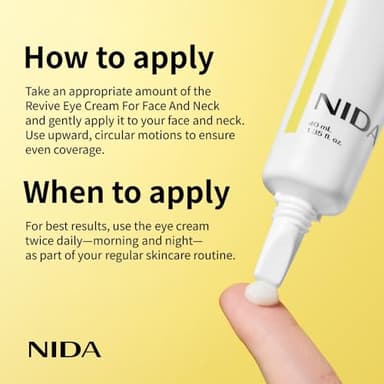 NIDA Revive Eye Cream For Face And Neck | Probiotic Solution, Retinal, Peptide | Wrinkles, Fine Lines, Cell Turnover, Firm Skin Texture, Radiant Skin, Moisture Retention | 1.35 fl. oz., 40ml - Image 6